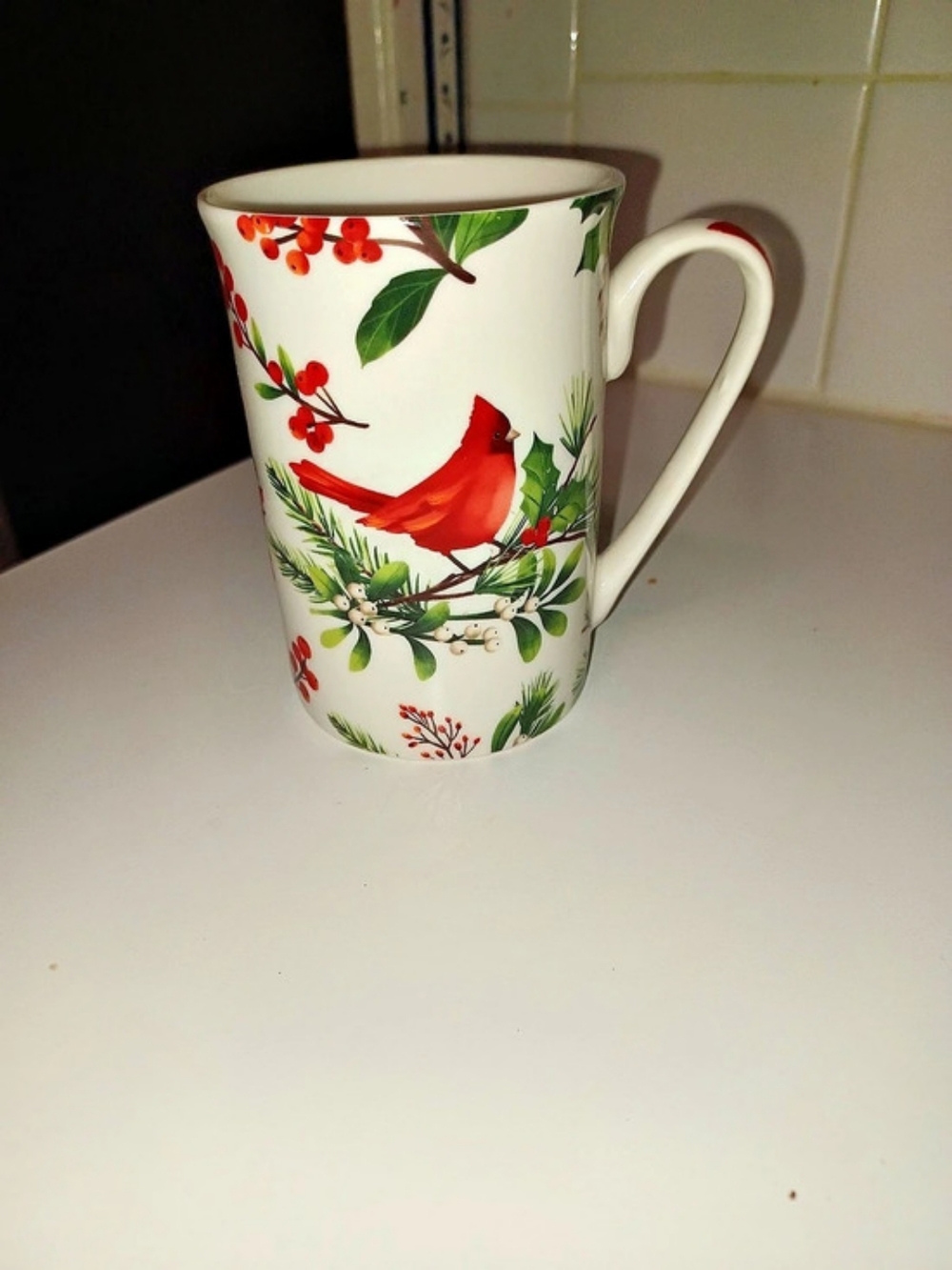 Kent Pottery Winterberry Cardinal Floral Mug